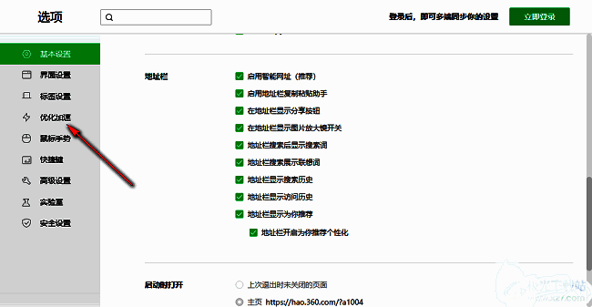 左侧栏‘优化加速’选项被高亮显示，界面清晰可见
