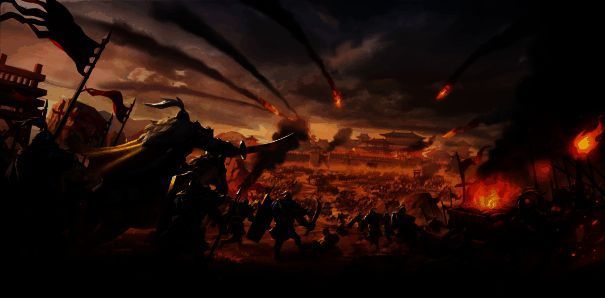 玩家在大地图上指挥多支部队同时行动，箭头指示行军路线，战场态势动态变化