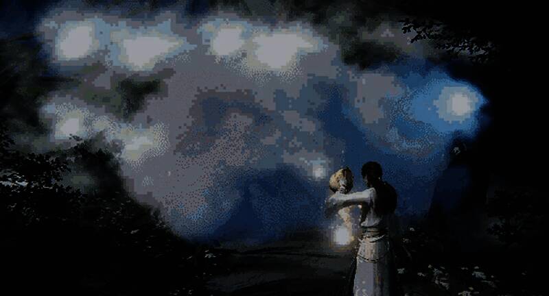 玩家施展法术将前方云雾吸入法宝，一条通往悬崖洞府的小路逐渐显露