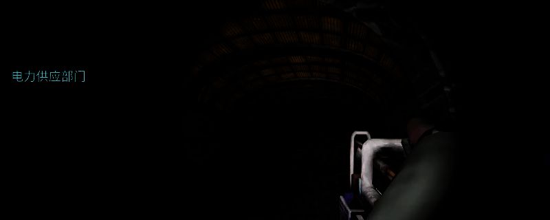 《非生物因素》电力供应部门水下入口示意图，展示角色从水中浮起后回望洞穴的视角