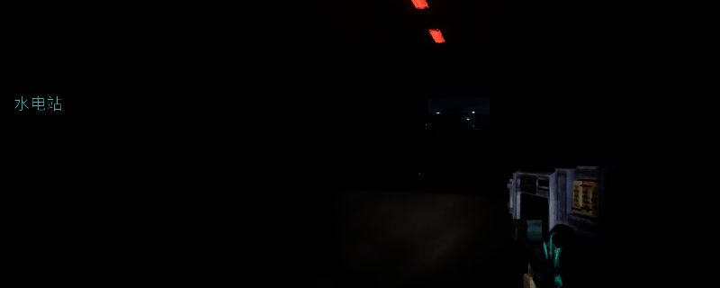 《非生物因素》水力发电厂外部全景图，展示水库边缘与发电站建筑结构，环境阴暗充满工业废墟感