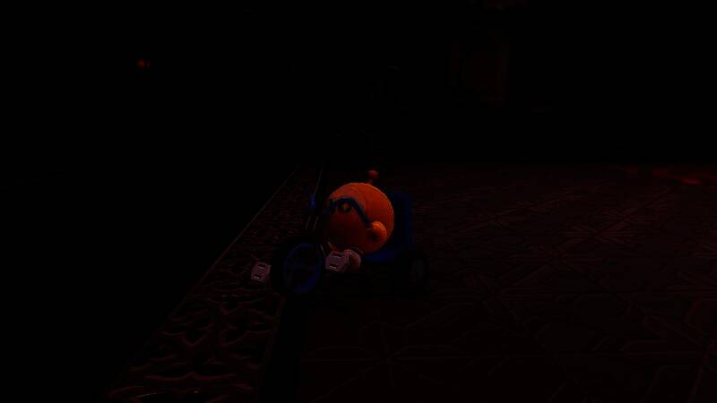 蛋仔在试胆大会大厅中探索，周围有发光的装饰和隐藏的互动彩蛋