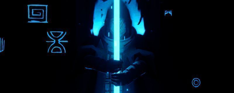 《海之剑》游戏画面，主角手持发光剑刃在波光粼粼的海底穿梭，周围鱼群四散，场景充满神秘海洋氛围