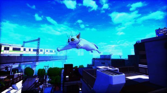 游戏内猫咪角色站在镜子前试戴不同帽子，界面显示外观自定义选项面板