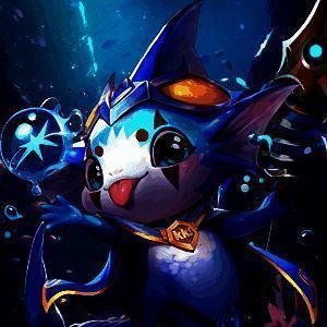 鱼人将领皮肤展示，绿色鱼人头戴战盔，身披铠甲，充满部落战士气息