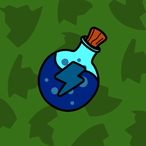 力量药水（小）道具图标，红色液体在玻璃瓶中翻涌，代表临时属性增强