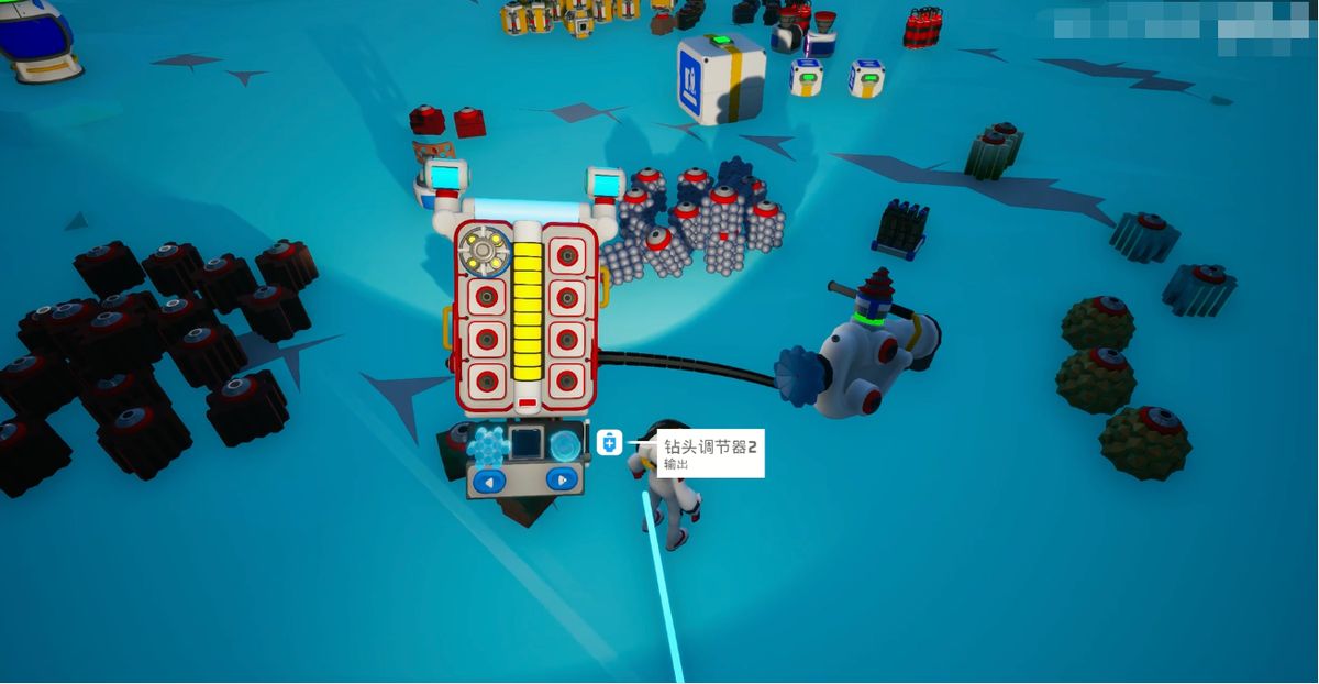 基地发电站运行画面，多种发电机连接管道与储气罐