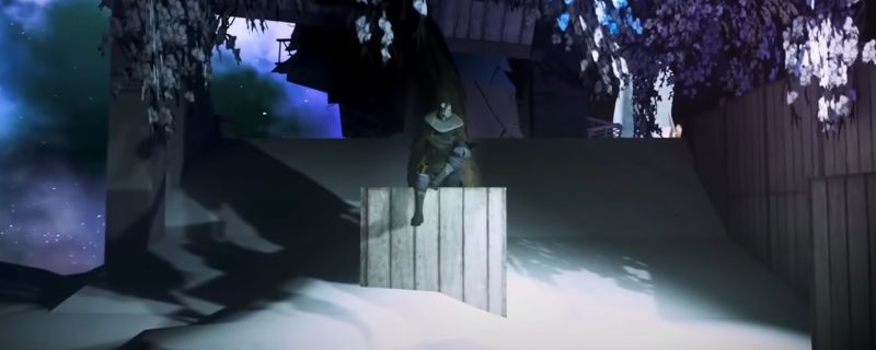 《非生物因素》游戏中角色在废墟城市中持枪前行，背景为破碎的机械结构与昏暗天空，展现末世科幻氛围