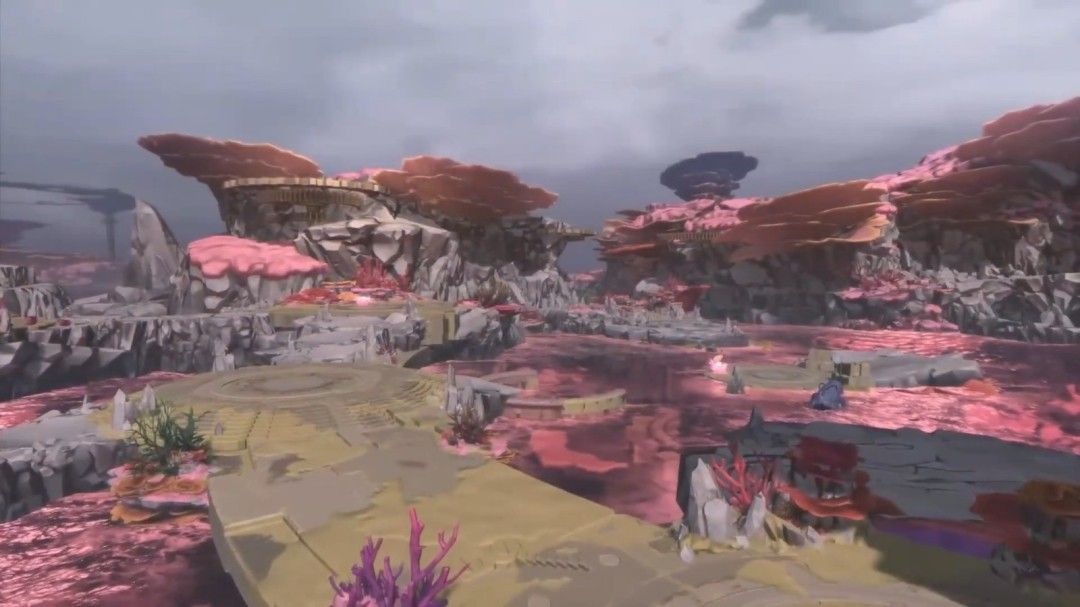 主角与伙伴在夕阳下的城市高台对话，情感氛围浓厚，背景为远方燃烧的天际