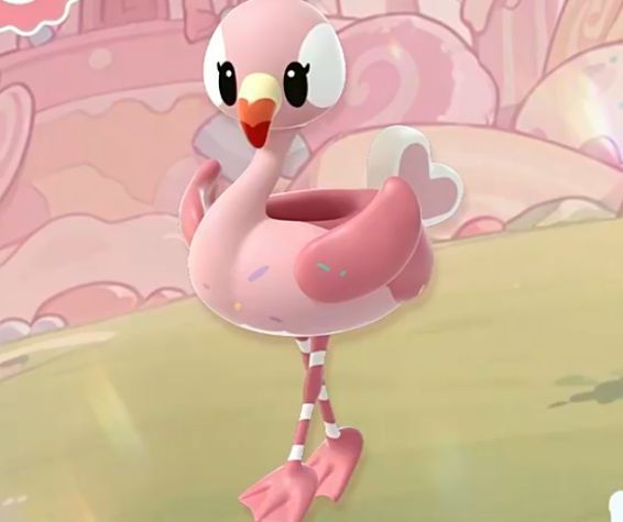 甜甜雀战斗姿态展示，展翅准备释放技能，周身环绕糖果光效