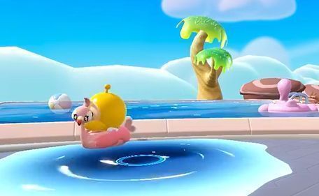 甜甜雀互动动作演示，变身游泳圈漂浮水面，或跳起华尔兹舞步