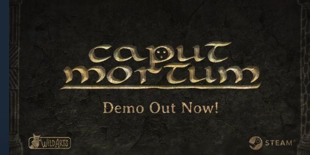 《死首残蜕》主视觉图，昏暗的中世纪地牢中一名角色手持火把前行，四周墙壁布满神秘符号与血迹