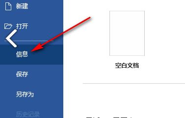 Word信息页面左侧栏高亮显示‘信息’选项的界面截图