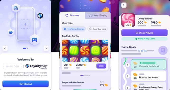 Mistplay iOS版应用界面预览图，展示简洁直观的操作流程与丰富的任务入口