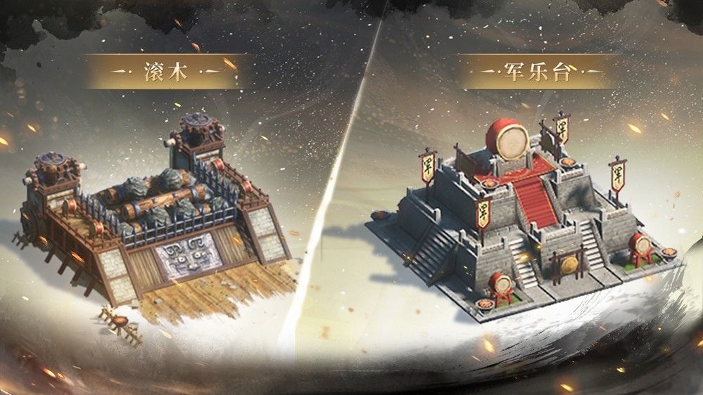 军乐台矗立战场中央，周围士兵士气高昂，战鼓声仿佛穿透屏幕