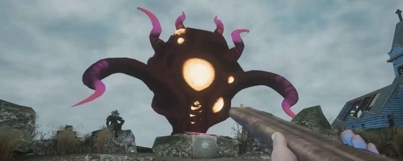 《非生物因素》信天翁区域场景展示，充满工业废墟风格的战场环境，远处可见关键NPC站立场地