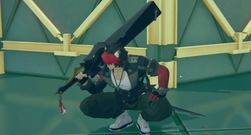 狛野真斗发动普通攻击的动画演示，刀光闪烁，敌人被击退，界面显示火属性伤害数值