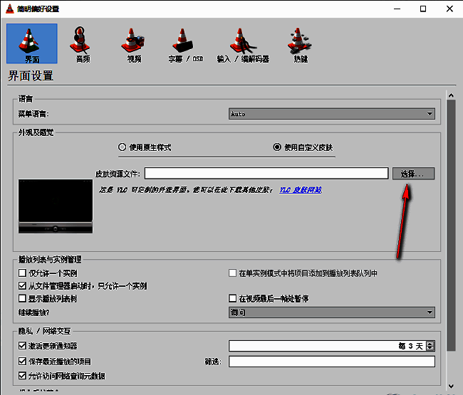 文件选择窗口打开，用户正在浏览本地文件夹以选取合适的皮肤文件