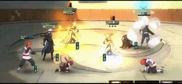 战斗动画GIF：卡卡西释放奥义击溃敌方阵容，雷光四射，敌人接连倒下