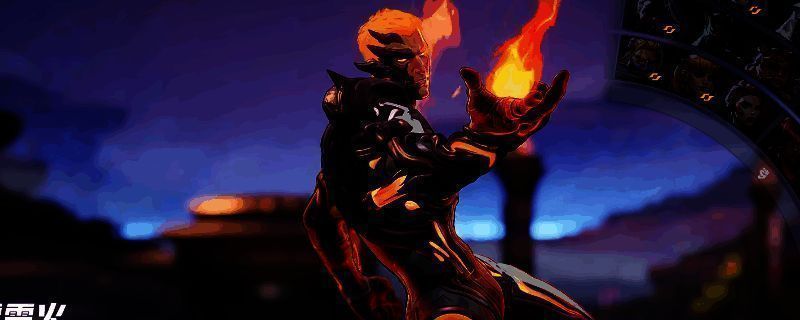 《漫威争锋》中霹雳火释放火焰技能的战斗画面，角色周身环绕烈焰，技能特效炫目