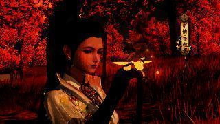 耳饰佩戴效果图，角色侧脸展示耳坠与整体造型的和谐搭配