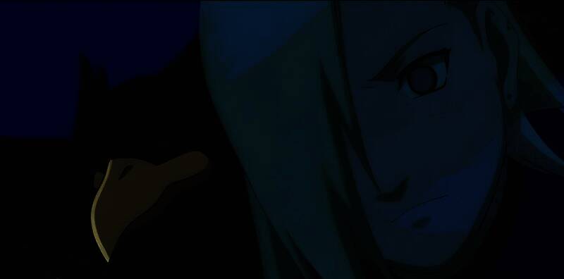 井野闭目凝神，周身泛起蓝色查克拉光芒，象征能量恢复