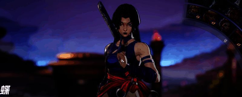 灵蝶在《漫威争锋》中的角色立绘，身穿紫色战斗服，手持双刃，眼神凌厉，展现出敏捷与致命的气质