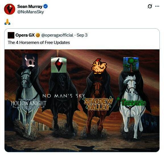 《空洞骑士》游戏画面，主角手持骨钉站在巨大洞穴中，背景是破败神庙与飘动的丝线，氛围神秘而压抑