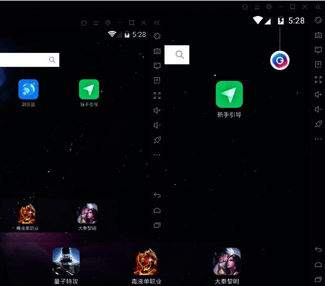 多个夜神模拟器窗口并列运行的桌面场景，显示不同游戏界面同时在线