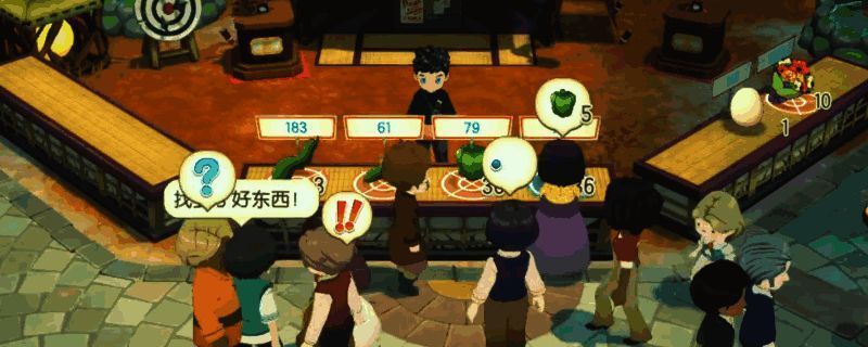 《牧场物语 来吧！风之繁华集市》中秋季料理节活动现场，村民围坐在摊位前，背景是色彩斑斓的集市装饰和飘扬的彩旗