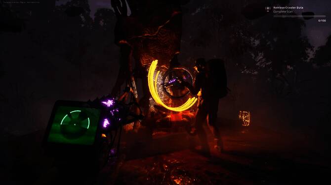 玩家角色在控制台前操作设备，屏幕上显示‘撤离通道即将关闭’红色警告