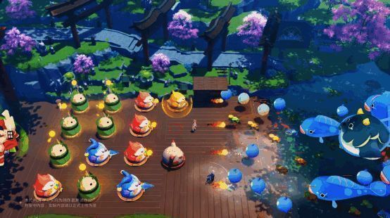 多人联机测试画面，四名玩家在自定义关卡中合作挑战Boss，技能特效绚丽