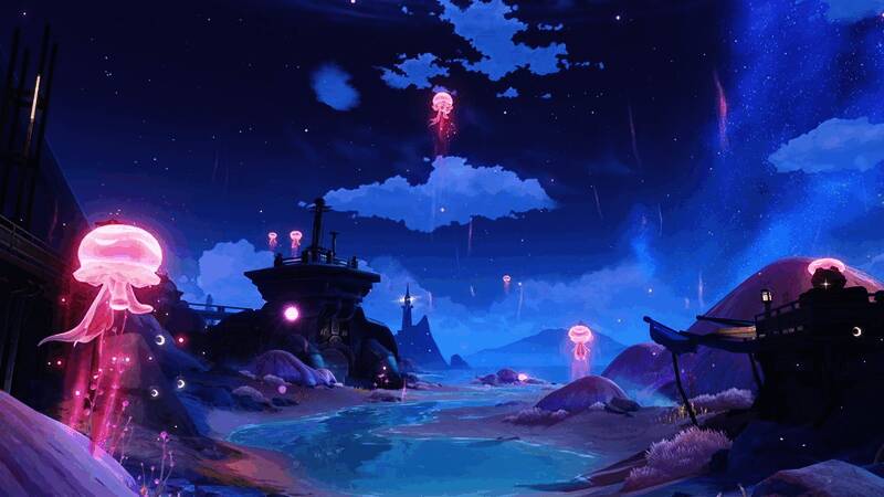 战斗场景中，敌人释放出环形月矩力冲击波，角色施展技能进行闪避与反击