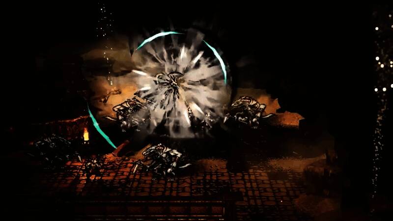 村庄重建初期画面，荒废土地上开始建造第一座民居，NPC围观施工过程