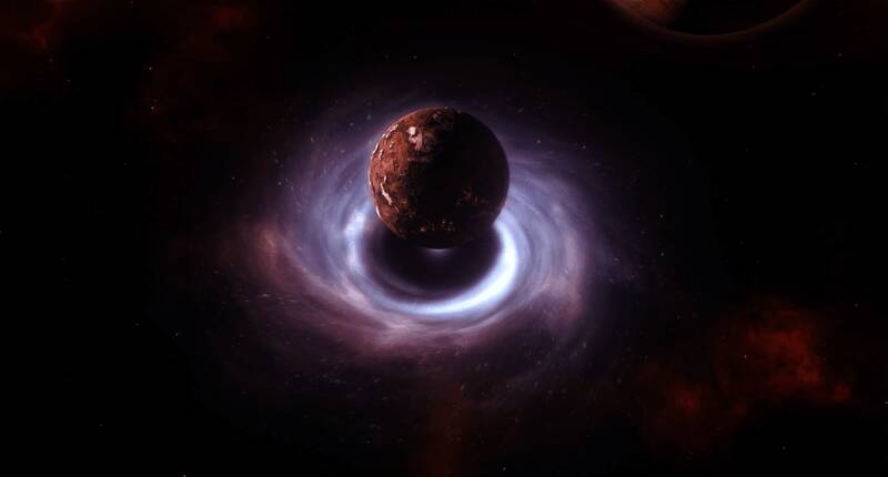 一艘新型灵能驱动舰船在星域中巡航，船体散发幽蓝色光芒