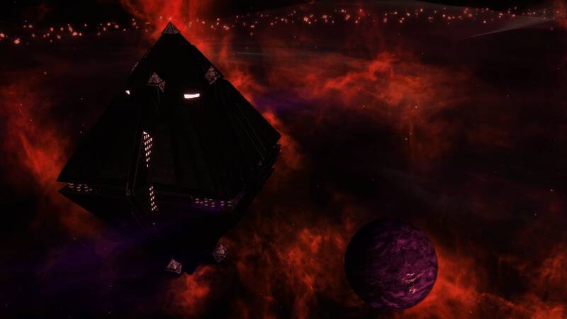 事件弹窗展示一位领袖在虚境幻象中与神秘存在对话，背景扭曲变形