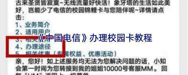 中国电信校园专区页面截图，展示10元特惠套餐申请入口及所需材料说明