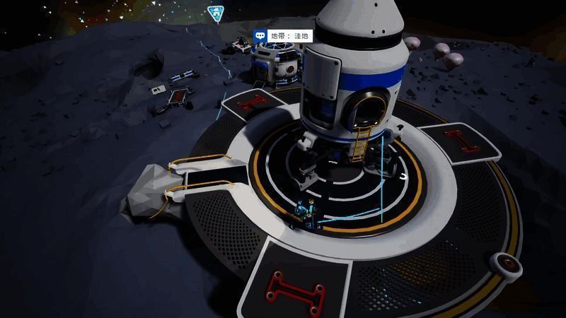 洞穴内部视角，绿色的孔雀石矿脉嵌在岩壁中，角色手持工具准备开采