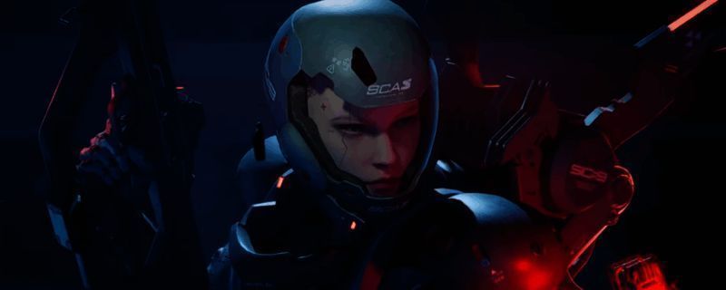 《合金天使：堕入伊甸》游戏主界面展示，角色身着机械装甲站立于废墟之上，背景为崩塌的城市与血色天空