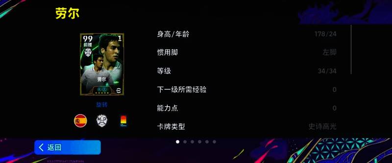 劳尔游戏内角色立绘，身穿白色球衣，手持足球，眼神坚定，背景为伯纳乌球场光影