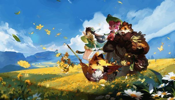 战斗场景截图，《长安幻想》中角色与三只灵宠协同作战，技能特效绚丽，界面简洁直观，突出竖屏战斗节奏感