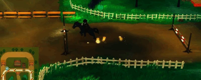 《牧场物语 来吧！风之繁华集市》夏季赛马大会比赛场景，玩家骑马飞跃障碍，赛道边站满加油助威的村民