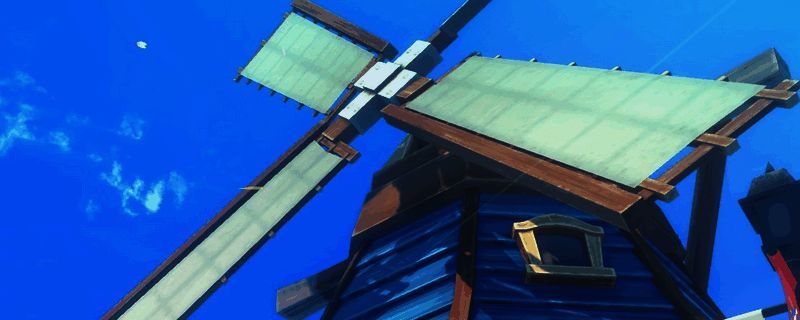 《牧场物语 来吧！风之繁华集市》中三座色彩鲜明的风车并列而立，分别为红、蓝、黄三色，背景为晴朗天空与绿意盎然的牧场，展现游戏清新自然的画风