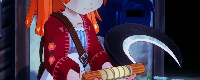 《牧场物语 来吧！风之繁华集市》中角色手持斧头砍伐树木的场景，背景为绿意盎然的农场和远处的山脉