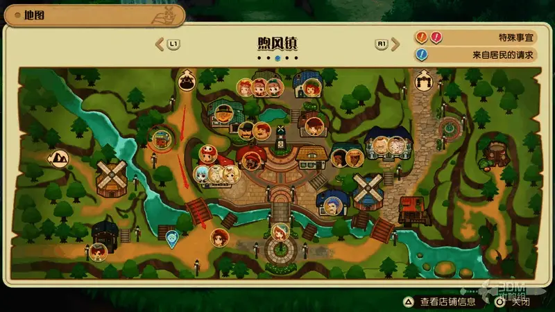 左侧平台上的资源点，地面散落木材与矿石，角色正准备拾取