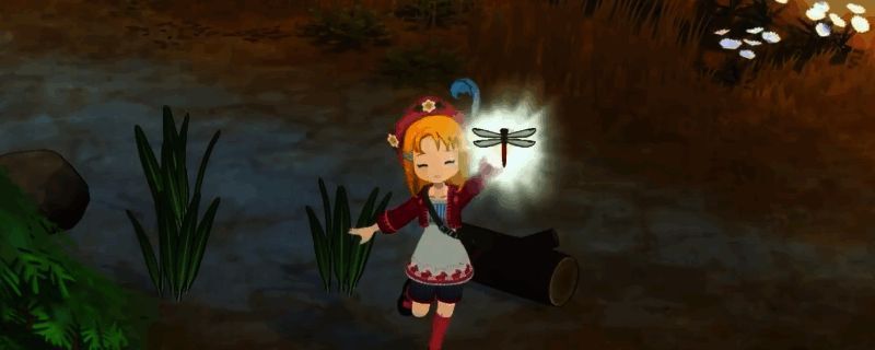 《牧场物语 来吧！风之繁华集市》中角色在夏夜树林下仰头寻找鸣叫的蝉，月光洒落林间，氛围宁静而生动