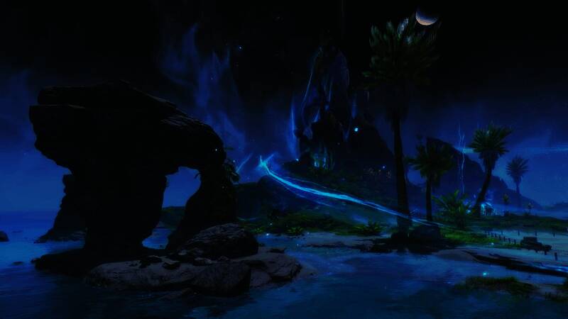 《激战2》公会大厅新布局概念图，旗帜飘扬，成员雕像林立，中央广场可举办庆典活动