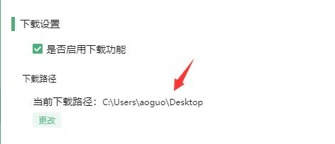 设置界面右侧显示下载路径，路径文本清晰可读