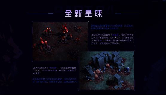 硅晶星全景图，紫色晶体森林蔓延至 horizon，空中漂浮着破损的机械残骸