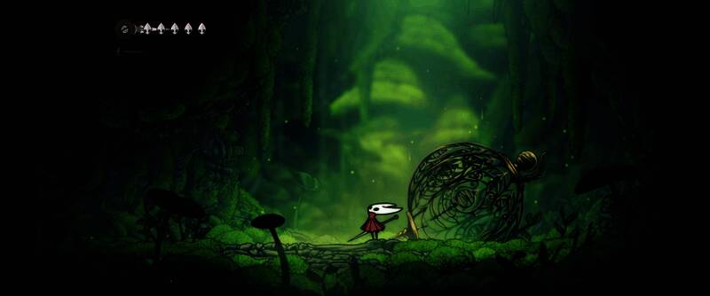 《空洞骑士：丝之歌》超宽屏游戏主场景，展现广阔的地下王国与细腻的背景美术设计